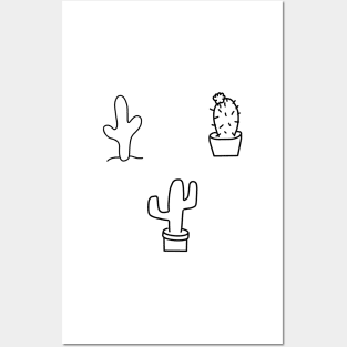 Cactus doodle 3 pack - black and white Posters and Art